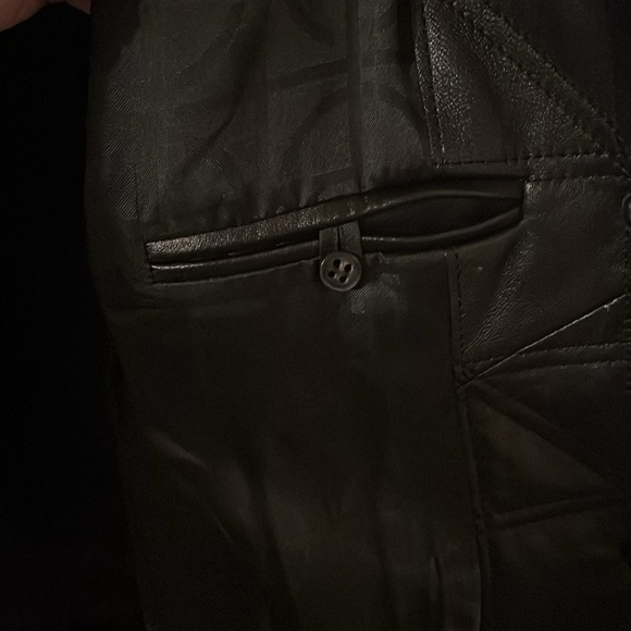 Cole Hann black lamp skin leather trench coat size L - Picture 5 of 7